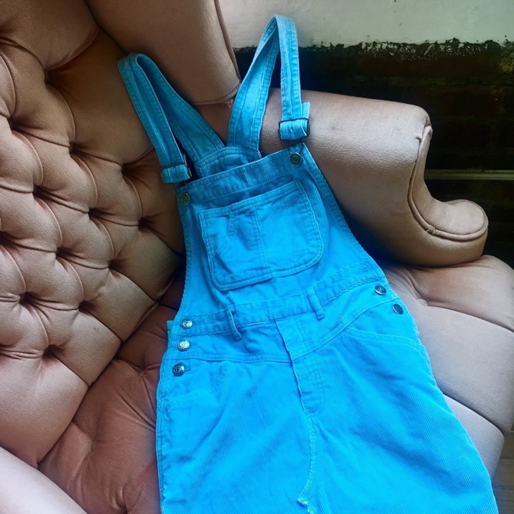 Blue corduroy overall jumper